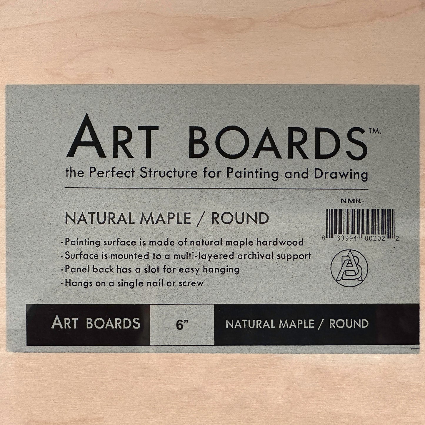 Art Boards™ Natural Maple Round Art Panel 6" x .75" Thick